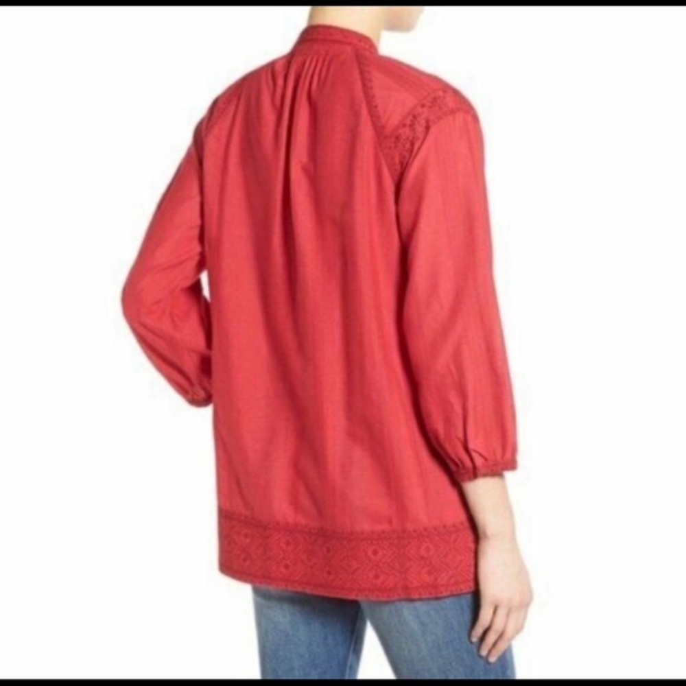 Madewell red embroidered popover with tassel ties - Picture 3 of 13